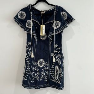 Anthropologie
 embroidered dress detailed sleeves